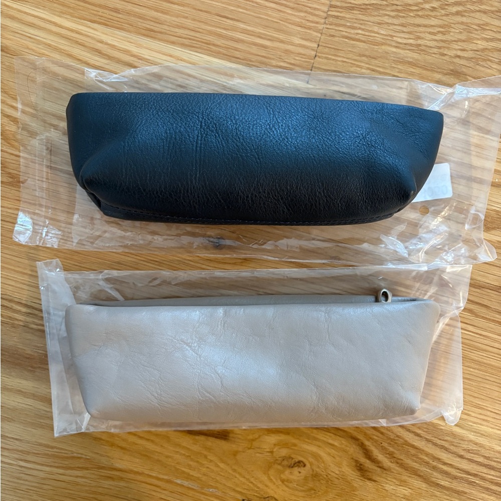 Black and Beige Leather Pencil Case